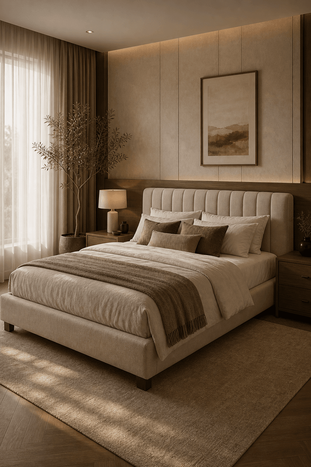 Sora bedframe in a calm bedroom