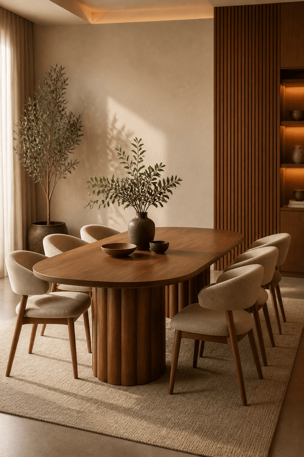 Monroe dining table in a warm dining setup