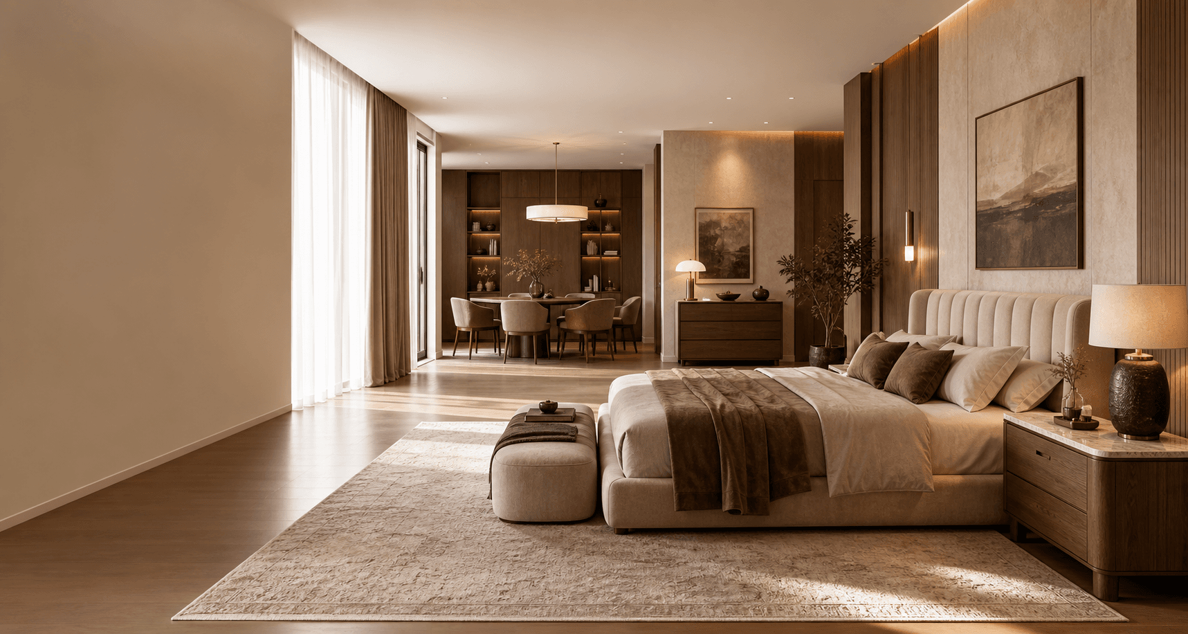 Sora bedframe in a calm bedroom suite
